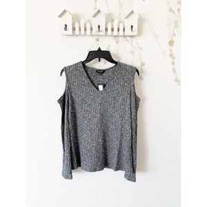 Kenneth Cole Cold Shoulder Gray Sweater